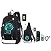 UKKO Sac à Dos pour Enfants Sacs Scolaires Lumineux Anti-Vol pour Garçons Et Filles Sac À Dos avec Chargement USB-Black C Set