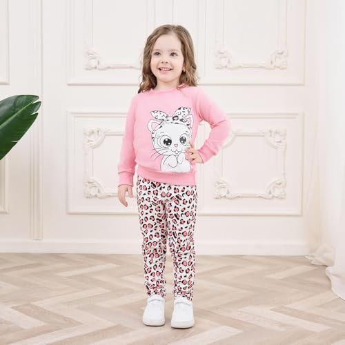 Image of Toddler Valentines Day Outfit Girl Valentines Outfit Heart Graphic Sweatshirts Tops Tutu Leggings with Skirt 3t-9t