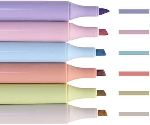 Juego de 6 rotuladores estéticos de secado rápido, marcadores de colores pastel para estudio, diario, notas, escuela, oficina