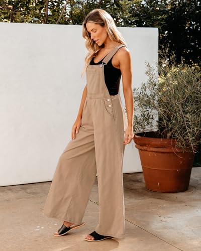 Image of luvamia Denim Overalls for Women Wide Leg One Piece Jean Jumpsuits Fashion Baggy Bib Overall Loose Fit Pleated Pockets