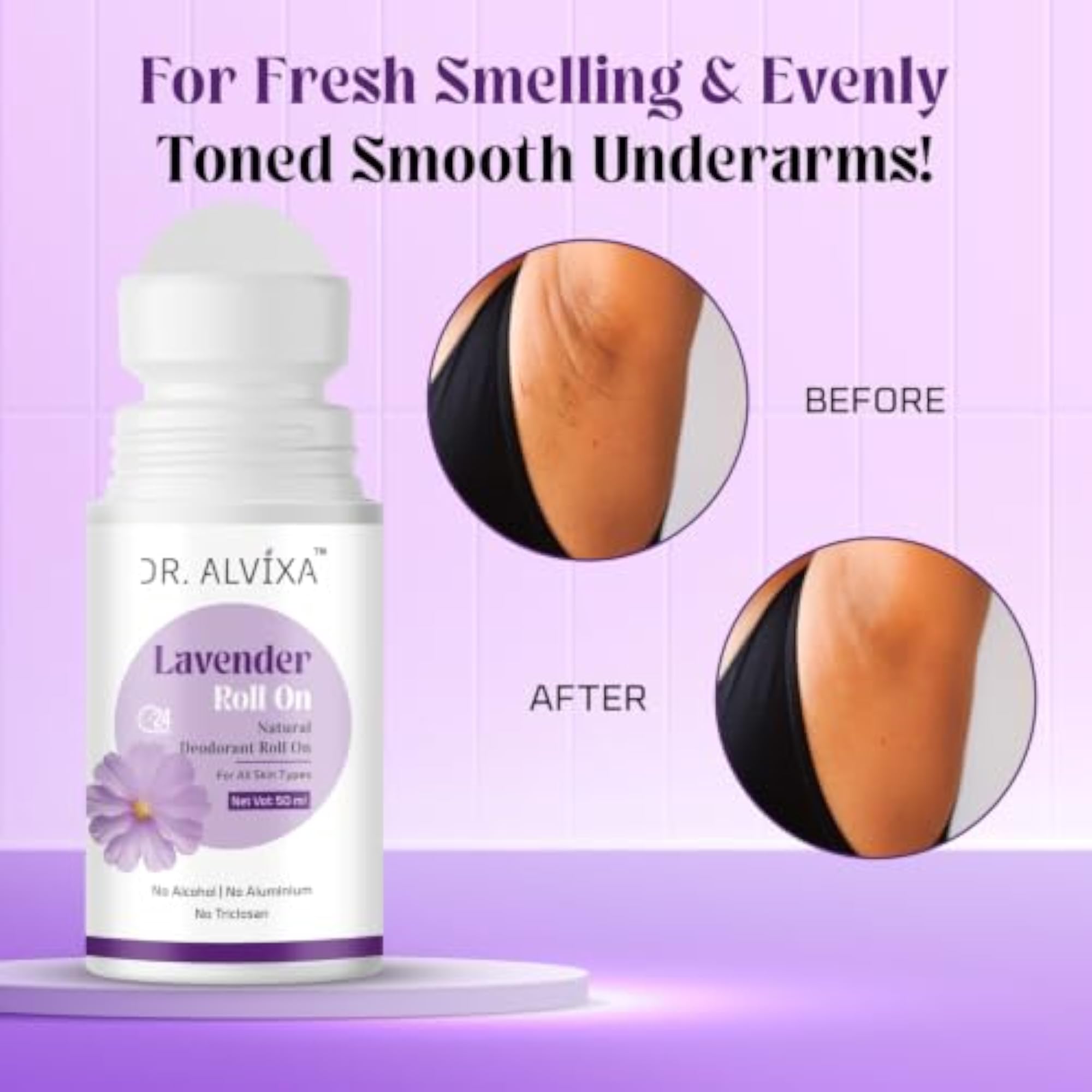 Lavender Natural Freshness Underarm Roll On Deodorant for Men & Women