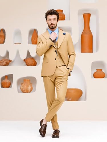Men's 3 Piece Suit Slim Fit Suit Formal Wedding Suit Two Buttons Peak Lapel Blazer Vest Pant Set3