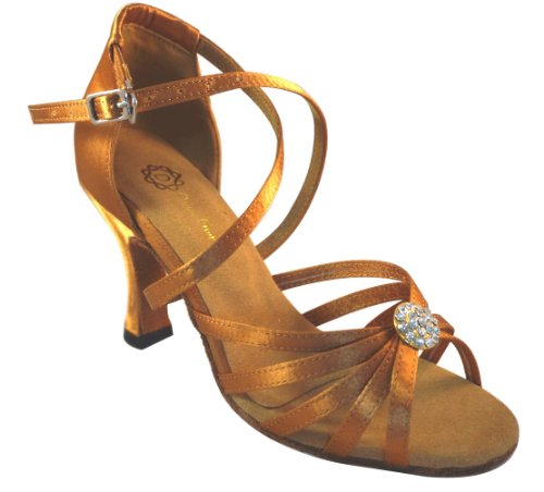 Dancer Gear Wowen Ballroom Latin Dance Suede Sole 3 Inch, Size 6 Tan