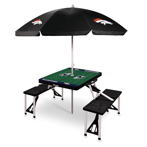 Image of PICNIC TIME NFL Picnic Table Portable Folding Table with Seats and Umbrella