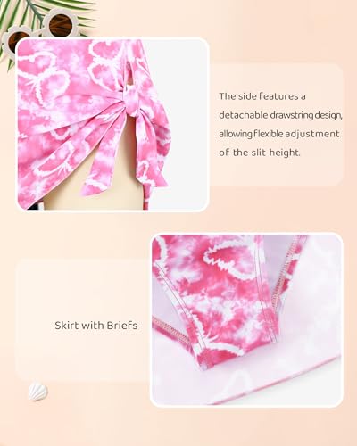 Image of Girls Two Piece Tankini Swimsuit with Skirt Summer Bathing Suit with Chest Pad Swimwear 7-16 Years