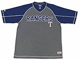 MLB Texas Rangers Men's Fine Gauge Mesh V-Neck Raglan Shirt