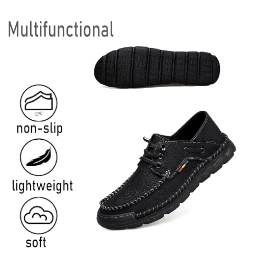 Asifn Mens Lace-up Loafers Fashion Casual Leather Shoes Non-Slip Driving Shoes Lightweight Comfortable Walking Shoes4
