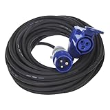 Câble d'extension robuste : câble CEE de 20 ou 30 mètres avec néoprène H07RN-F 3 x 2,5 mm² – Résistant à l'huile, aux UV et à l'abrasion pour une utilisation en extérieur.