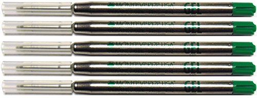 5 - Monteverde Capless Gel Ballpoint Refill to Fit Parker Ballpoint Pens, Fine Point (Bulk Packed) (Green)