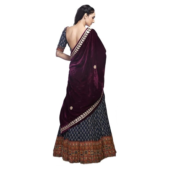 Women's Dupatta Embroidered Velvet Dupatta With Gota Patti Stole Beautiful Scarf Scarves For Womens Wear- 2.25 Meter Length3