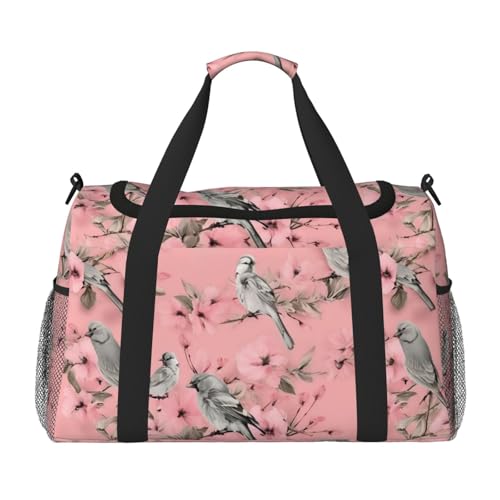 Grand sac de voyage pliable avec zips robustes et imprimé camouflage feuilles rouges