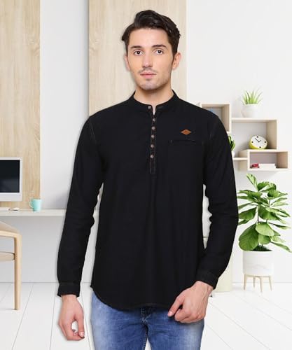 Image of Kuons Avenue Men's Short Denim Kurta | Kurta Shirt for Men