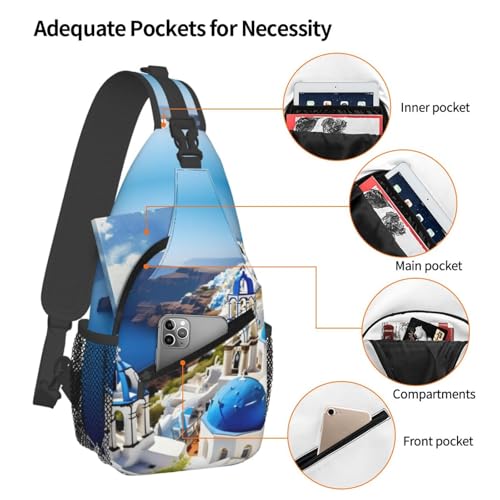 Mochila cruzada con estampado de vista marítima griega miniatura 4