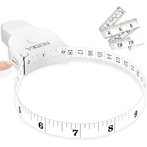 Body Measuring Tape (Lock, Eject, Retract) REIDEA M2 Tape Kit 60 inch for Tracking Weight Loss, Tailoring, Handcrafts, White (Incl. 1 Body Tape Measure & 1 Soft Clothing Tape) Cover