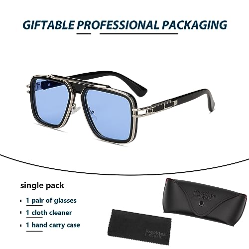 Image of Freckles Mark Trendy Retro Sunglasses for Men Women Stark Vintage Shades 70s Italian Fashion Square Metal Glasses