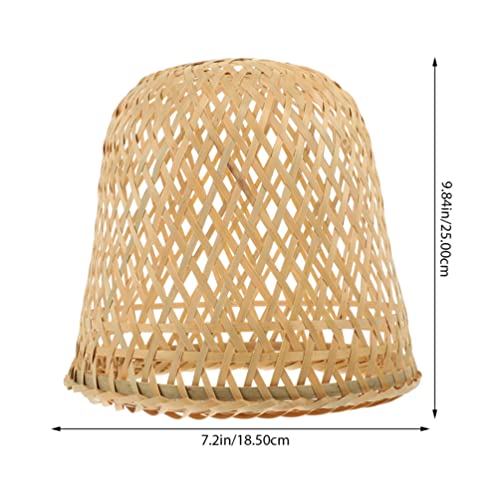 Image of ARTIBETTER Rustic Woven Bamboo Lampshade 9.84X9.84X7.28In Pendant Light Cover Softens Bright Light Replacement Lamp Shade for Ceiling Lights Home Decor