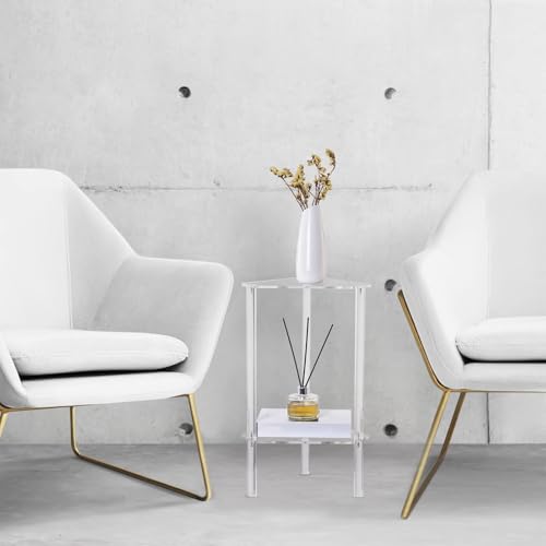 Table d'appoint triangulaire minimaliste à 2 niveaux en plastique clair