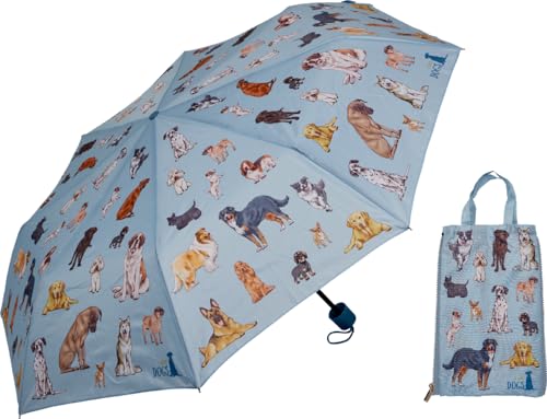 Generisch Taschenschirm & Duo Bag - I love dogs | Regenschirm mit Tasche | Automatikschirm | Motiv: Hunde | Durchmesser 98 cm | sturmsicher