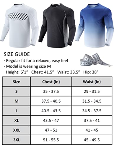 3 Pack: Men's Long Sleeve T Shirts, Dry Fit Uv Sun Protection Outdoor Hiking Athletic Active Tops With Thumb Holes (Set 3, Large) #TOP7