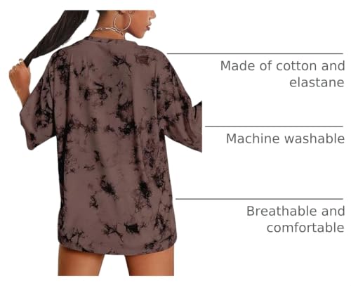 Image of Remidoo Women's Casual Oversized T Shirt Short Sleeve Graphic Tee Letter Tie Dye Shirts