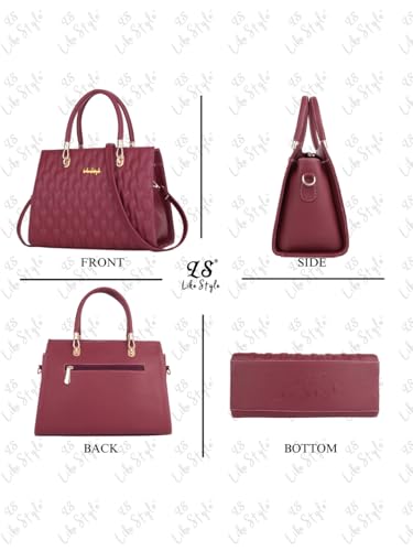 Image of LIKE STYLE Quilted PU Rexine Handbag with Detachable Sling Strap