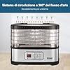 YASHE GGJ-261B Essiccatore Alimentare con Display a LED, Controllo della Temperatura da 35 a 70°C e Timer da 72 Ore, 5 Vassoi Regolabili in Altezza, Essiccatore Frutta e Verdura, 240 Watt, Senza BPA
