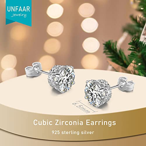 Unfaar 18K White Gold Plated Sterling Silver Brilliant Round Cut Cubic Zirconia Stud Earrings Simulated Diamond Stud Earrings For Women Men Hypoallergenic (White Gold) #TOP4