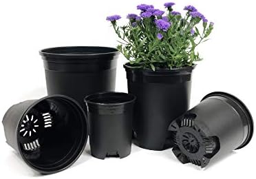 10 Pack Plastic Black Plant Pots Nursery Gardening Planters 4 in to 7.5 Inch Small Medium Plants 0.25 0.35 0.5 1 1.5 Gallon for Indoor and Outdoor Plants