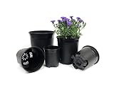 10 Pack Plastic Black Plant Pots Nursery Gardening Planters 4 in to 7.5 Inch Small Medium Plants 0.2