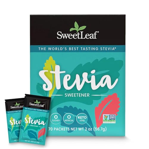 SweetLeaf Stevia Powder Packets - Zero Calorie Sweetener with Stevia Leaf Extract, No Artificial Sweetener Additive, Sugar Free, Keto Friendly, Non GMO, Gluten Free - 70 Packets (Pack of 1)