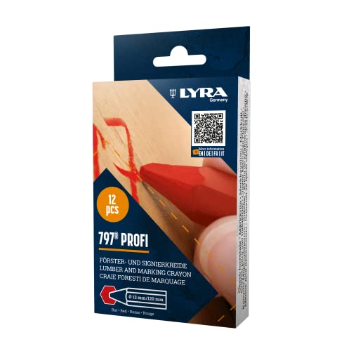 L4870017, LYRA 797® PROFI Förster- und Signierkreide (Ölbasiert) für wetterfeste Markierungen, Box mit 12 roten Kreiden