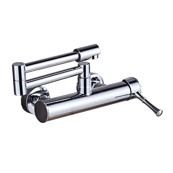 Robinet de cuisine mural avec bec pliable et orientable eau chaude froid