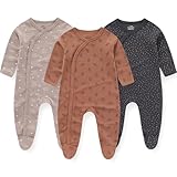 [MAMIMAKA] 新生児 ワンピ コットン 長袖 新生児服 前開き 足つき ワンピ 秋冬 出産祝い 四季兼用 ベビー パジャマ 6〜9ヶ月