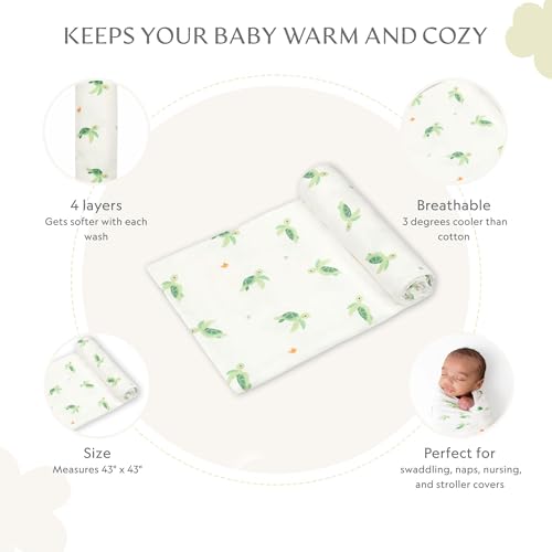Image of Muslin Baby Swaddle - Breathable Receiving Blankets for Newborn Baby, 70% Viscose derived from Bamboo, 30% Spandex, Imported