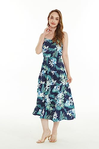 Image of Family Matching Hawaiian Clothes, Orchid Breeze Navy | Lightweight 100% rayon • Family matching outfits • Beach vacations • Luaus • Cruises • Family photos