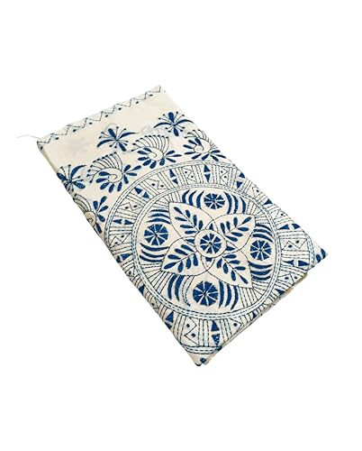 Image of SHRISTI CLOTHINGS Women's Hand Embroidered Cotton Silk Kantha Stitch Saree with Blouse Piece (SB4200924 OFFWHITED93)