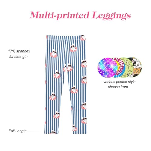 CaTaKu Girls Leggings Funny French Bulldog Stripes Leggings for Girls Kids Athletic Workout Yoga Pants Size 4-10T4