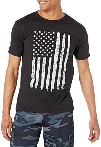 Rothco Distressed US Flag Athletic Fit T-Shirt, L, Black