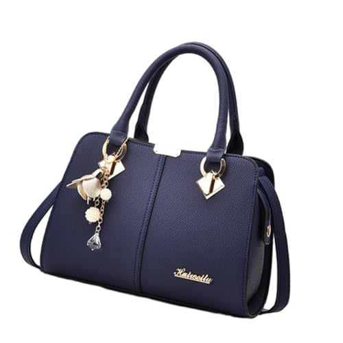 Zambuph Bolsos de mano modernos para mujer, bandoleras pequeñas y grandes, bolsos de hombro, versátiles, prácticos, para viajes, tipo hobo, con asa, tipo cartera, Azul oscuro, 28x13x35cm