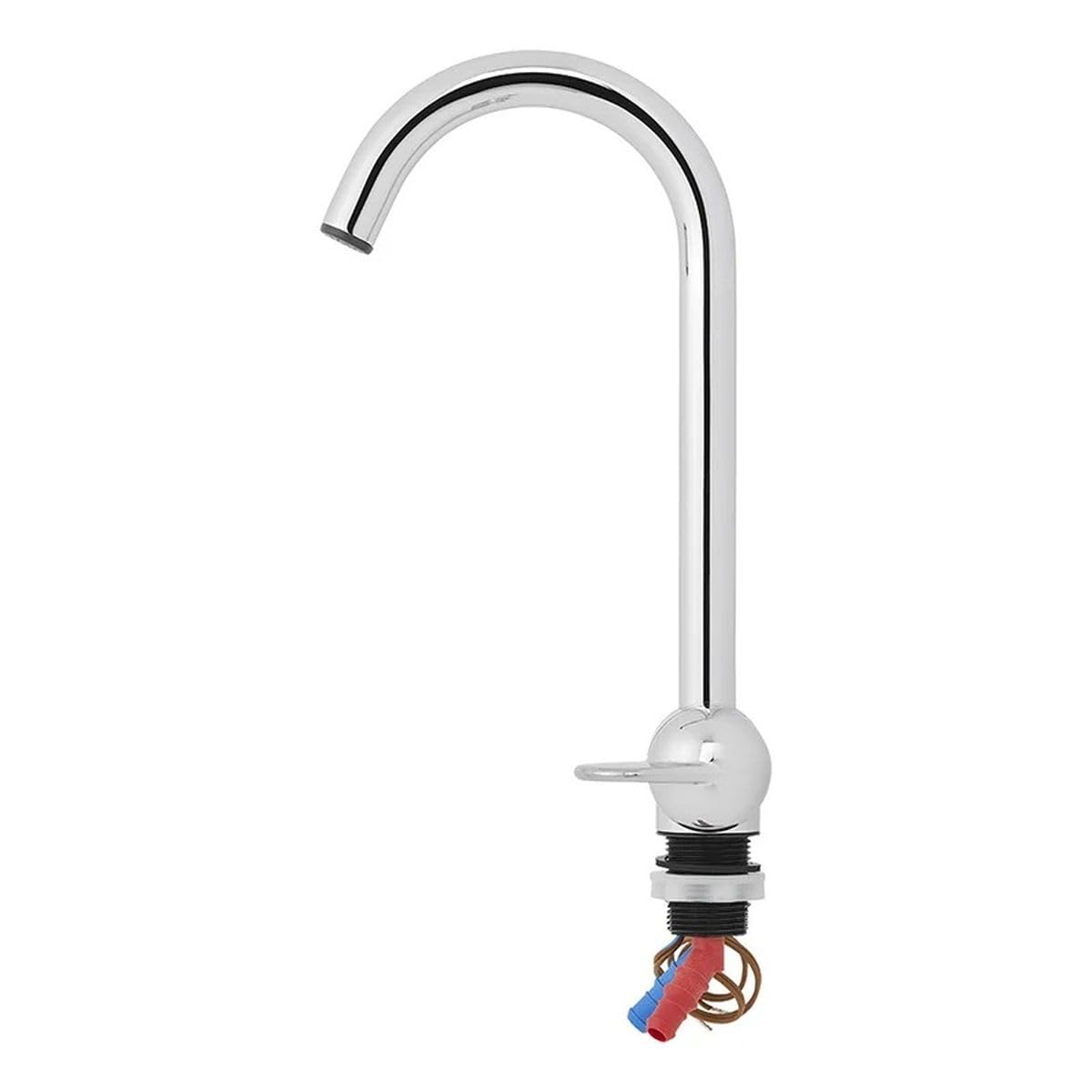 Rubinetto freddo e caldo, stile 3000, beccuccio in metallo, Ø 27 mm, cromato per camper, roulotte