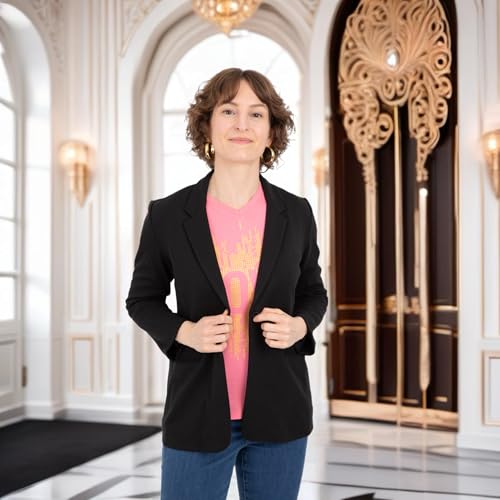 Womens Blazer Jackets for Women with Rolled up Sleeves, Viscose from Bamboo (US, Alpha, Small, Regular, Regular, Black)4