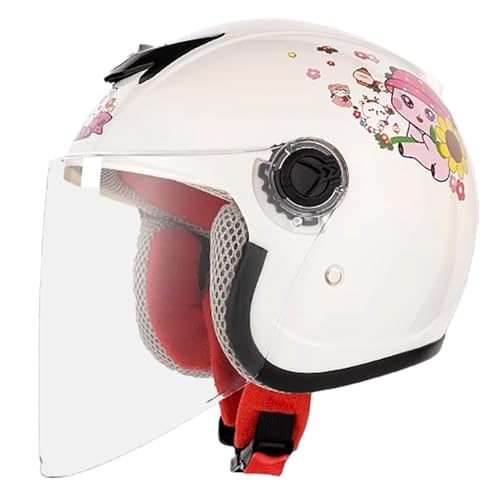 Casco Retro De Moto Eléctrica 3/4 Para Jóvenes Y Niños, Ideal Para Motos, Scooters, Quads Y Otros Vehículos Todoterreno. Homologado Por El DOT. H,48-53cm