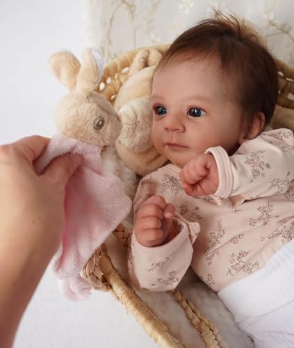 Zero pam Reborn Baby Mädchen- 48 cm Reborn Puppen Lebensecht Blaue Augen Babypuppe Wie Echtes Silikon Baby Puppe Mit Haaren Echte Babypuppe – Bild 5