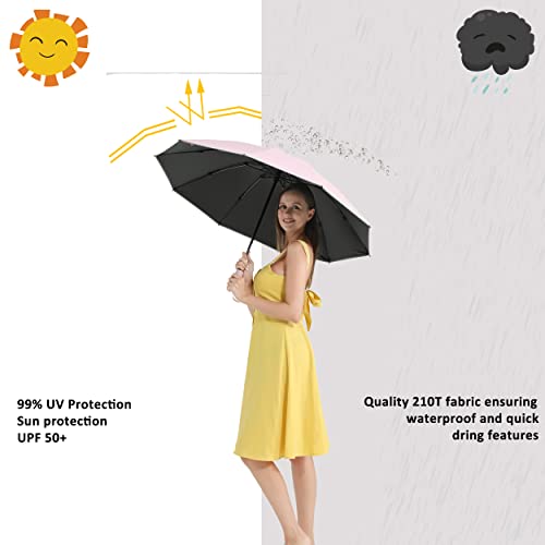 Image of BAODINI Inverted UV Umbrella for Rain and Sun Medium Size UPF 50+ Rverse Compact Umbrella Auto Open Close