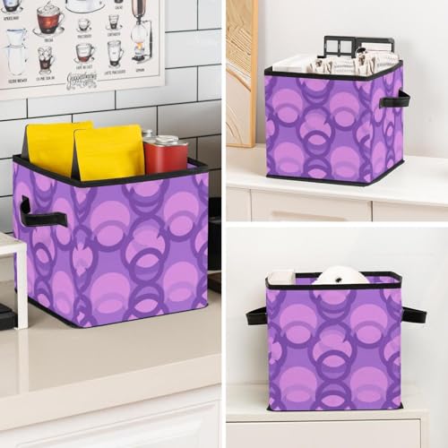 Boîte de rangement en tissu durable motif géométrique et cuir - 8