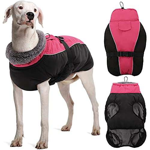 Dentrun Winter Warm Dog Coat Windproof Cozy Dog Jacket Cold Weather Thick Fleece Vest Water Repellent Apparel With Harness/Leash Hole & Reflective For Outdoor Small Medium Large Dogs #TOP11