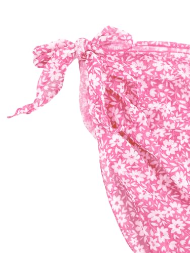 Image of SHENHE Girl's 3 Piece Swimsuits Cute Spaghetti Strap Triangle Bikini with Ditsy Floral Cover Up Teen Bathing Suits
