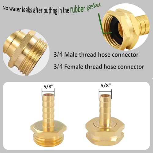 High-Quality Brass Garden Hose Repair Kit with Clamps, Fit for 5/8 Hose Fittings