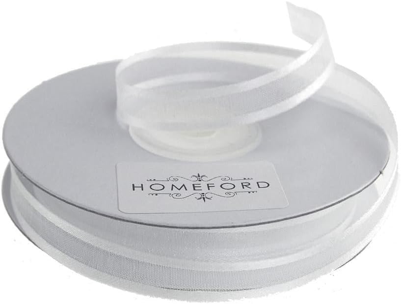 Homeford Satin-Edge Sheer Organza Ribbon, 3/8-inch, 25-Yard, White