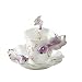 ZaH 3D Goldfish Coffee Mugs Animal Rainbow Ceramic Mug Milk Teacup Afternoon Tea Cup and Saucer Set with Spoon, Purple